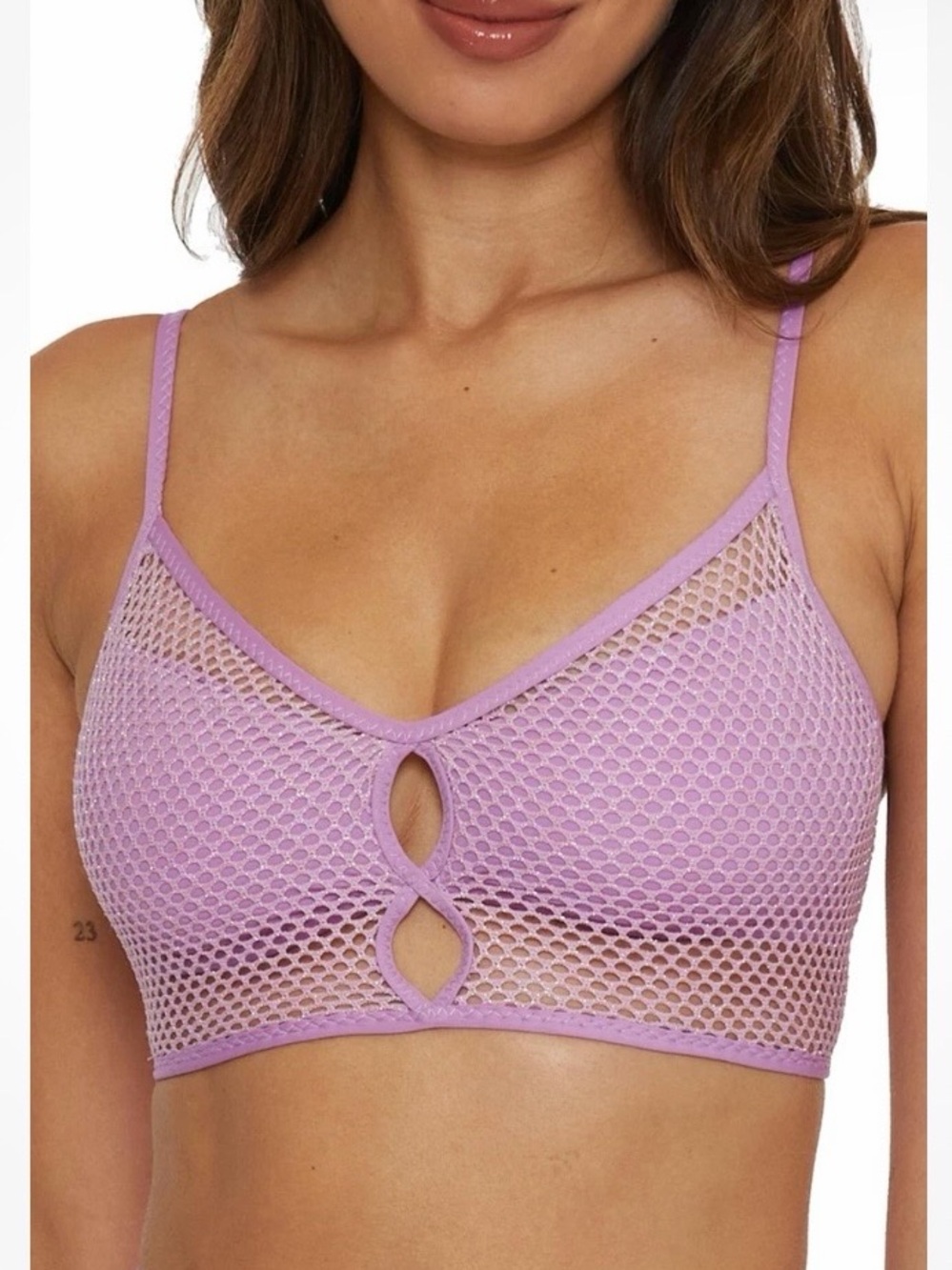 Becca Rebecca Virtue Sz Med Standard Network Purple Bikini Top, Adjustable Swim